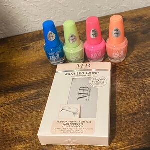 L.A. Colors Gel Nail Polish Set with Mini LED Lamp - Blue, Green, Pink